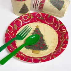크리스마스 일회용 파티 접시 트리 18cm (소) 6P