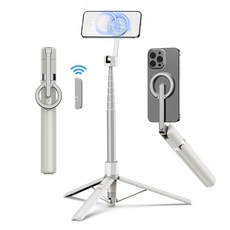 173cm 셀카봉삼각대 초강력마그네틱 Magsafe호환 360도회전 리모컨포함 알루미늄, 베이지색