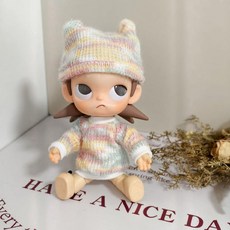 지거 액션 피규어 어닝 플레이스 BJD 인형 옷 귀여운 화려한 토끼 귀 수트 가지즈 시스터 액세서리 귀여움, 20cm 가지 자매 옷에는 인형이 포함되어 있지 않아요, 분홍색과 노란색의 다채로운 토끼 귀 투피스 세트