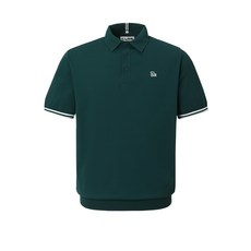 챌린저 남성 에센셜 레이온 블렌드 버튼다운 카라 반팔 니트 다크그린 CHE2MKT2918DN