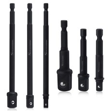 SPEEDWOX 6Pcs 3인치 및 6인치 임팩트 등급 소켓 어댑터 세트 임팩트 어댑터 세트 1/4 3/8 1/2 임팩트 소켓 어댑터 세트 1/4 헥스 샹크 소켓 드라이버, 6개, Black