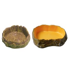 파충류 음식 및 물 그릇 도마뱀 뱀 거북이를 위한 레진 시뮬레이션 먹이 접시 테라리움 장식용 조경 그릇 2팩 138745, DS-000140