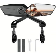2팩 자전거 미러 eBike 핸들바 360° 조절 및 회전 가능한 안전 리어 뷰 스크래치 방지 유리 렌즈 유니버설 핏 액세서리