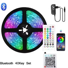 Dc 24V Rgb Led 스트립 빛 5M 10M 룸 조명 App 제어 유연한 리본 테이프 장식, 01 발광 Color2, 02 US Power Supply, 03 10m-393.7Inch, 02 EU Power Supply