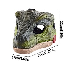 恐龍派對面具逼真的恐龍頭面具帶聲音電影靈感角色扮演爪玩具萬聖節, 綠色引擎蓋, 1個