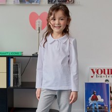 유라비 아동복 퍼프 슬리브 카라 블라우스 긴팔 티셔츠