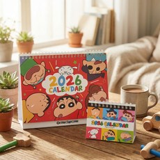 2026 짱구 캐릭터 탁상 책상 달력 캘린더 데스크형 가로+데스크형 미니 가로 선물 세트, 1개, 짱구 데스크형 일반가로1+미니가로1