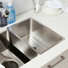 루스티아 사각 스텐 설거지통 14L + 고무마개 + 연결고리, 실버, 1세트