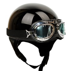 한미 반모 가벼운 오픈페이스 오토바이 헬멧, 고글모, 블랙