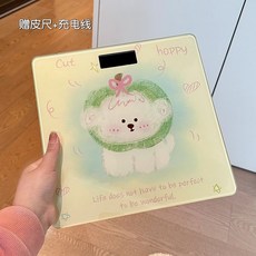 高精度可愛體重秤 充電款家用小型電子秤, 1個, 蘋果狗 充電款
