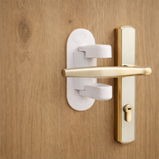 라피레인 현관문 손잡이 안전잠금고리 이중보조잠금장치, 화이트, 1개