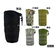 野戰搖滾 Molle模組化水壺袋 適用於生存遊戲和戶外探險 方便快速取用 堅固耐用。, 黑色, 1個