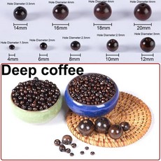 구멍이있는 나무 구슬 라운드 공예 스페이서 대량, 5. Deep coffee