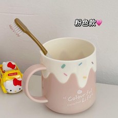 第2代 簡約漱口牙刷杯 北歐風陶瓷杯 多巴胺配色, 1個, 多巴胺配色 櫻花粉 ,401-500ml, 多巴胺配色 櫻花粉