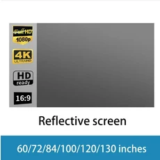 모든 비디오 프로젝터 용 휴대용 프로젝션 반사 스크린 4K 120 인치 홈 야외 커튼 밝기 향상 스마트 TV 천, 60 inch