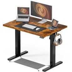 케이블 관리 기능이 있는 아크로릭스 전기 스탠딩 데스크 48 X 24 인치 시트 스탠드 업 데스크 홈 오피스 및 게임 및 리빙 테이블용 메모리 프리셋 2 개(러스틱 브라운 데스, Rustic Brown, 48 Inches