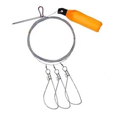 小黃鴨活魚扣 路亞不銹鋼魚鎖扣 多功能輪式魚扣帶地插馬口魚鎖扣, 1個, 【3米鋼絲3個魚扣】+浮力漂