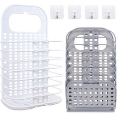 HOSTK 접이식 세탁 바구니 후크 포함 2개, 흰색 과 회색