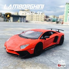 Zhijing 1:24 람보르기니 LP750 4 SV 다이 캐스팅 금속 어린이 장난감 남자 친구 선물 시뮬레이션 합금 자동차(빨간색), 1개