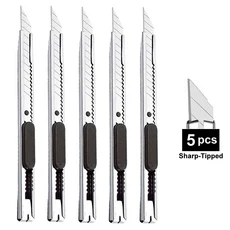 1/5/10Pcs 유틸리티 나이프 스테인레스 스틸 종이 컷 커터 도구 키트 미끄럼 방지 블레이드 Unboxing Knife, 05 5 Pcs Sharp Tipped