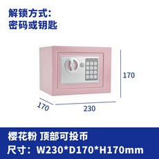 密碼存錢筒 小型保險箱家用 老人投幣 桌上型金庫, 【直邊小號】密碼鎖櫻花粉