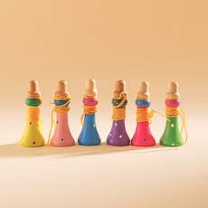 DFMEI 兒童笛子口哨可吹樂器早教兒童玩具笛子木製小喇叭幼兒園禮物, 1個, 掛繩口哨笛子-【短款】:如圖