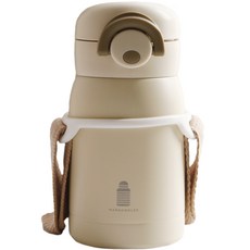 웜쿨러 원터치 보온 보냉 텀블러(스티커+스트랩세트), 01크림텀블러1개+스트랩1개+스티커4종, 1세트, 220ml