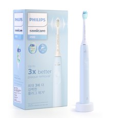 필립스 소닉케어 3100 시리즈 음파 전동칫솔, (필립스 도우) HX3651/22, 라이트 블루, 1개