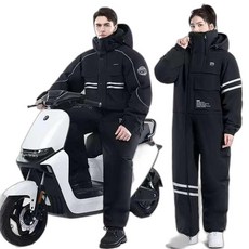 오토바이 방한복 배달 라이더 빅사이즈 우주복 일체형, 앞뒤 더블지퍼 XL 카키