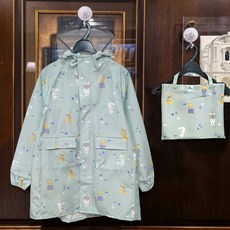 可愛恐龍圖案兒童雨衣附收納袋，輕巧方便攜帶，多種尺寸選擇，安全無毒材質, Ei-720SR 藍色/BLUE, 1個