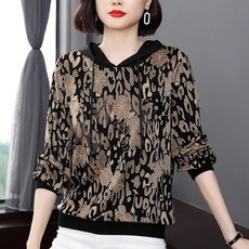 SAHINER 봄가을 여성 루즈핏 플라워 후드 맨투맨 데일리웨어 LWAWY36