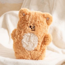 天虹新款註水熱水袋PVC充水暖水袋卡通毛絨冬季暖手寶可拆暖水袋, 黃色浣熊-500ml, 1個