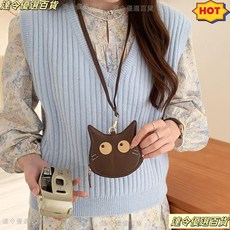 新款高顔值簡約女士掛脖零錢包高級感卡通迷你卡包可愛收納包