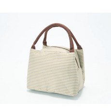 스트라이프 옥스 런치백에 두꺼운 보온백 스트라이프 도시락가방, 베이지, 베이지, 1개