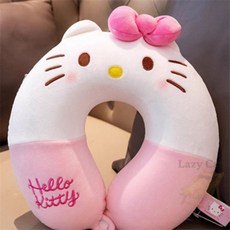 나른한고양이 헬로키티 캐릭터 목쿠션 차량목쿠션 기내용목베개 자동차목쿠션, 블루