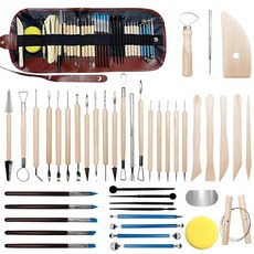 43피스 점토 조각 도구 세트 휴대용 가방이 있는 도자기 도구 키트 모델링 조각 쉐이핑 세라믹 도구를 위한 폴리머 및 에어 드라이 클레이 도구 초보자 및 전문가를 위, 43피스 점토 조각 도구 세트, 휴대용 가방이 있는 도