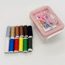 30件套三層針線盒高檔套盒針線包家用學生宿舍縫䃼工具針線收納盒, 1個, 二層淺粉12個線