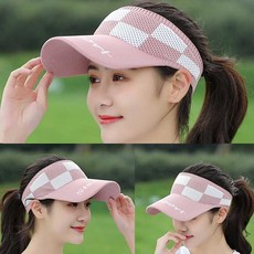 골프 테니 여성 모자 여름 자외선 차단 체크 썬캡 lon+02284MV