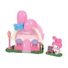 Department 56 Sanrio Village 헬로 키티 마이 멜로디의 베이커리 조명 빌딩 및 피규어 세트 17.9cm(6.89인치) 멀티컬러 122283, Department 56 Sanrio Village 헬