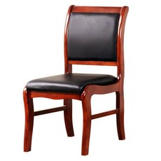 Shark家具 實木扶手電腦辦公椅 皮面單人油漆橡木會議椅, 無扶手優質款