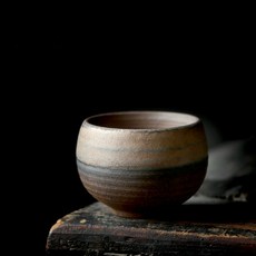 粗陶 品茗杯 柴燒 鎏金鐵釉 古早燒 口徑5.5cm 高4cm 容量60mL, 如圖所示, 1個