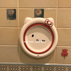 可愛學生折疊盆洗臉盆，輕巧便攜，多功能用途，學生宿舍必備, 摺疊臉盆-小貓咪紅, 1個