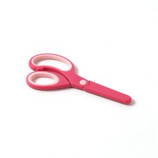 토나리노 숍 왼손잡이용 가위 스테인레스 스틸 어린이용 화려한 안전 캡 부착 그린 체리 레드, 1개, 상세페이지 참조