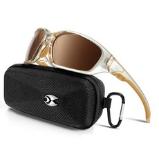 Suoso 남성용 스포츠 편광 선글라스: 여성용 UV400 보호 선글라스 랩 어라운드 고글 낚시 운전 TR90 130564, C19-라이트 브라운