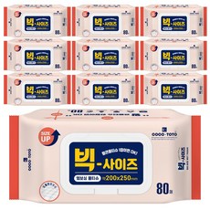 코코토토 빅사이즈 물티슈, 10개, 80매, 58g