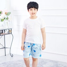 아동용 바다고래 블루 5부 엠보 파자마