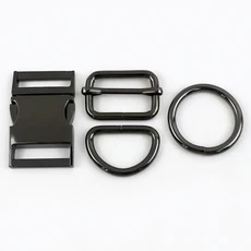 1세트 15 38mm 금속 버클 퀵 릴리즈 D링 트라이 조절기 클로저 클래스프 가방 스트랩 개 목줄 고리 DIY 액, 04 GunBlack, 05 30mm 1Set