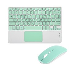 UB 울트라 슬림 터치 패드 키보드 충전형 듀얼 마우스 세트, 텐키리스, 민트 미디움, UB-BK2