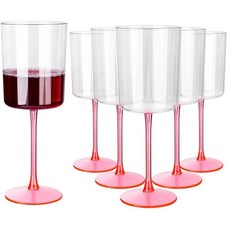 시엘 12팩 플라스틱 샴페인 플루트 - 6온스 투명 일회용 잔 파티 생일 기념 결혼식용 사각 토스트 (Color-12Pack-10oz-Pink)