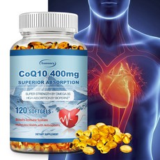 COQ10 코엔자임 Q10 캡슐 400mg 심혈관 건강 증진 건강 건강 에너지 제공 항산화 지원, 1개, 120정